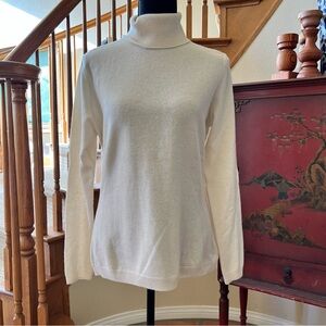 Vintage Pure Collection 100% Cashmere Turtle Neck Cream Color Sweater Sz 8/10
